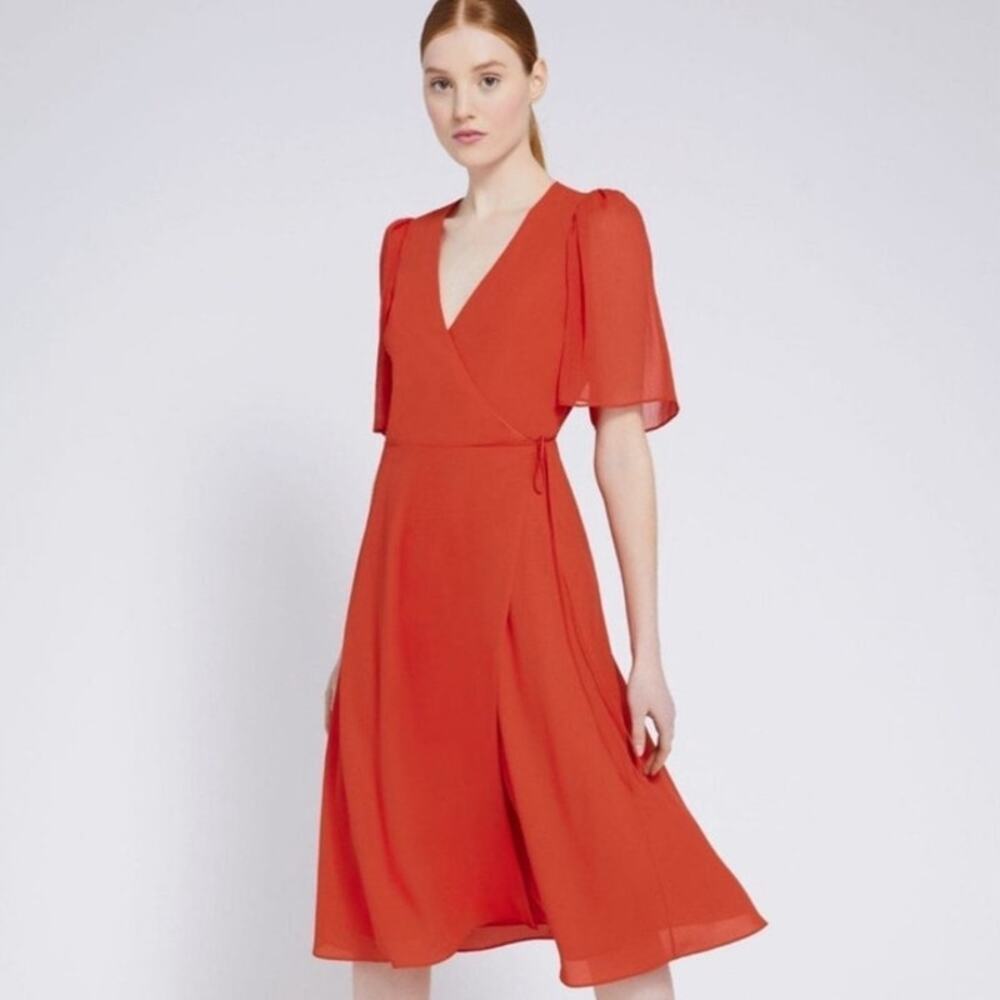 NWT Alice + Olivia Suri Flutter Sleeve Wrap Dress Size 4
